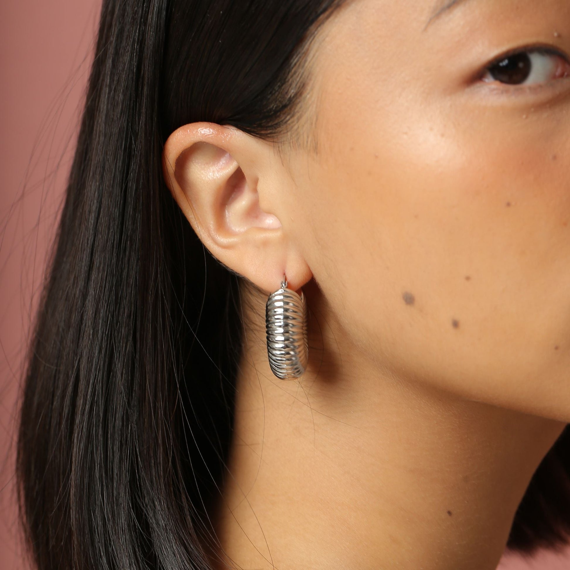 Silver Lia Hoops - Cali Tiger