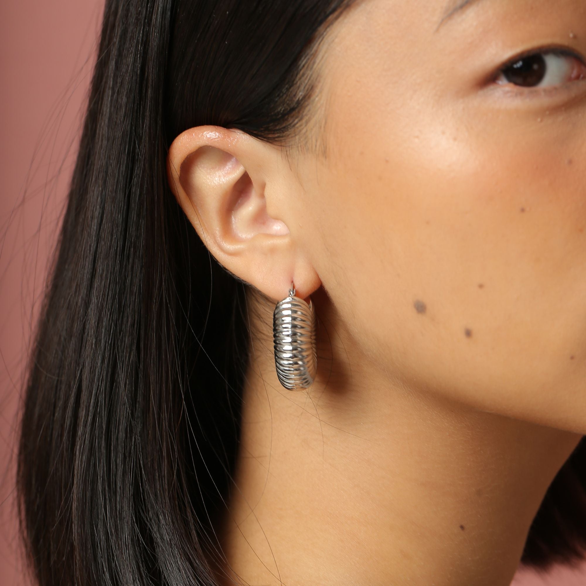 Silver Lia Hoops - Cali Tiger