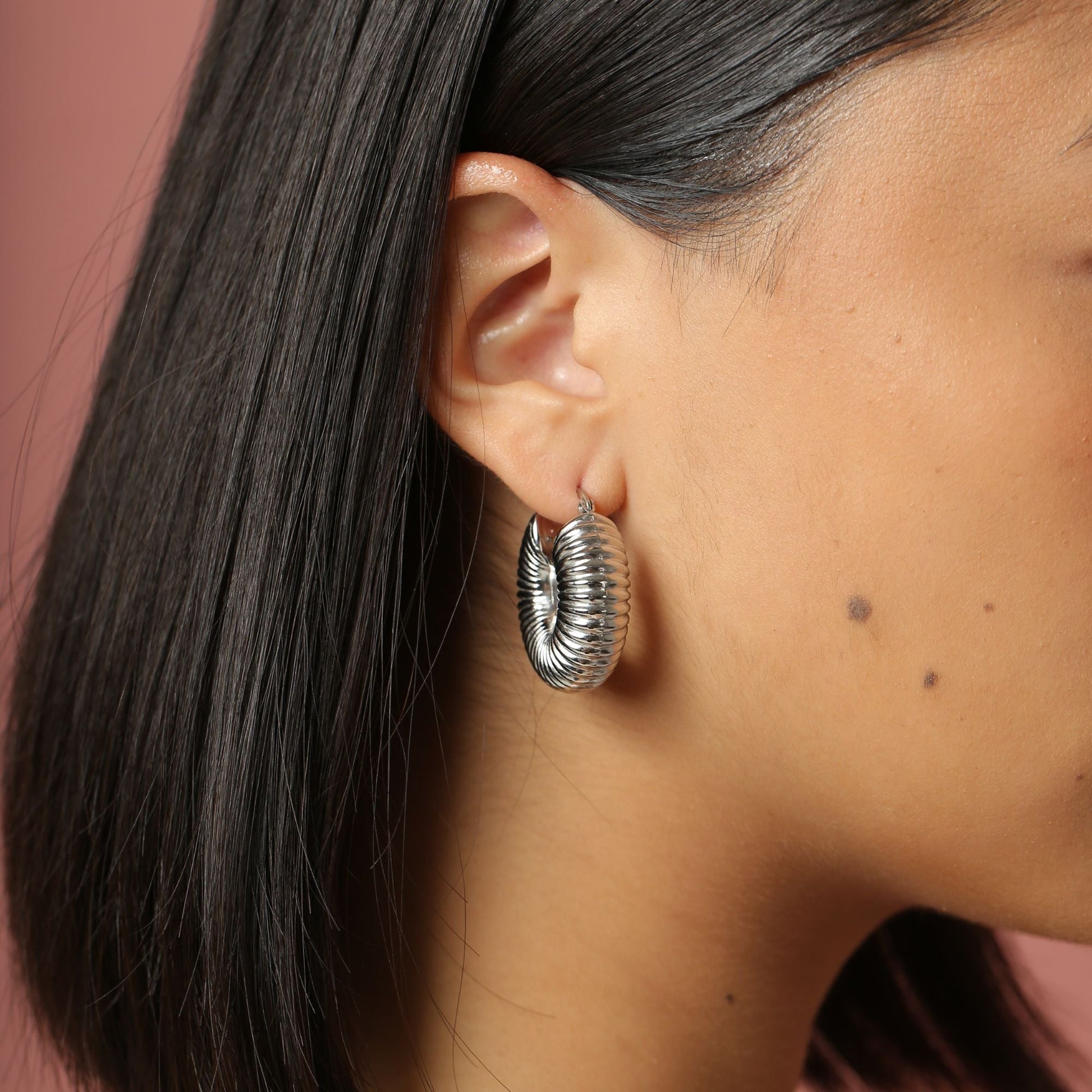 Silver Lia Hoops - Cali Tiger