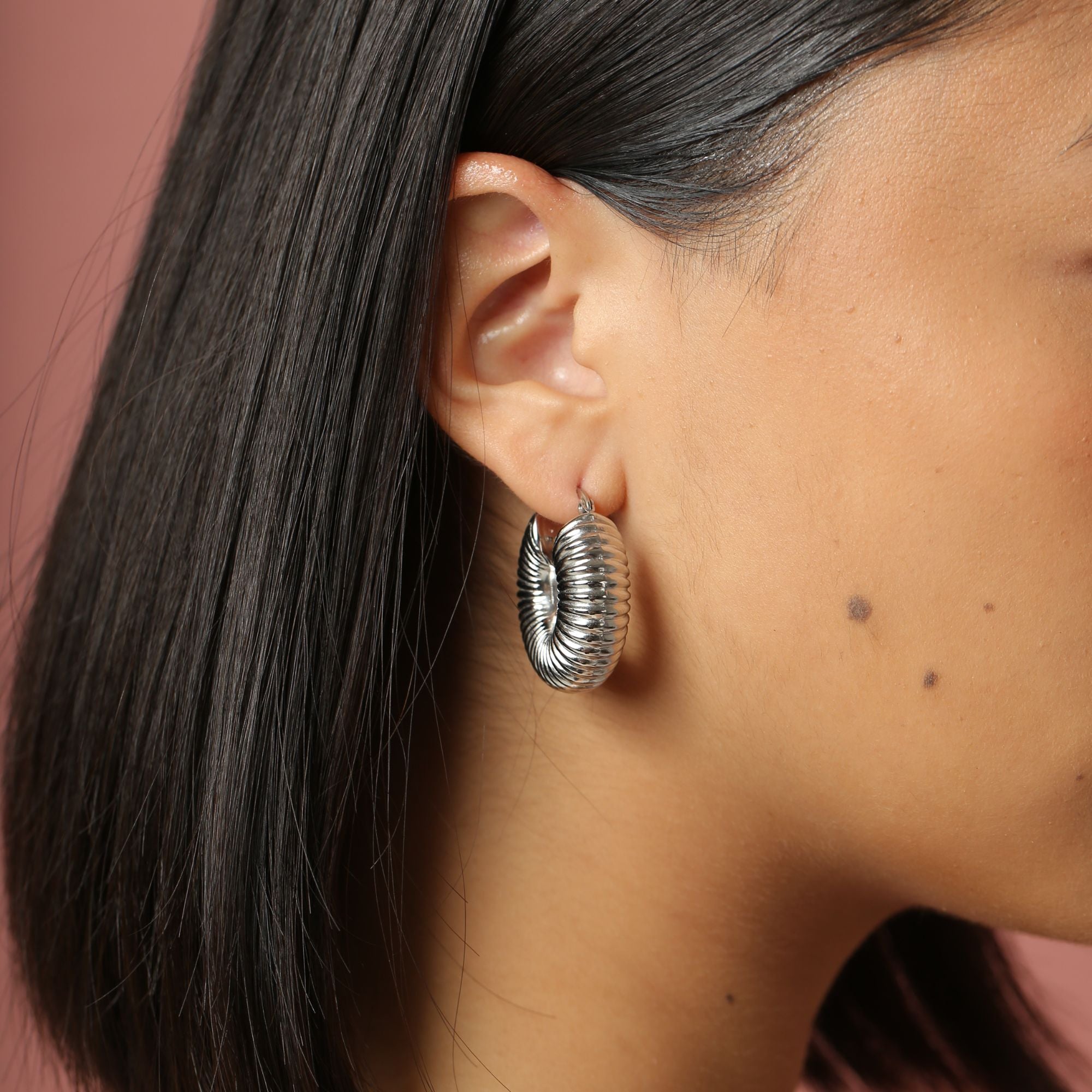 Silver Lia Hoops - Cali Tiger