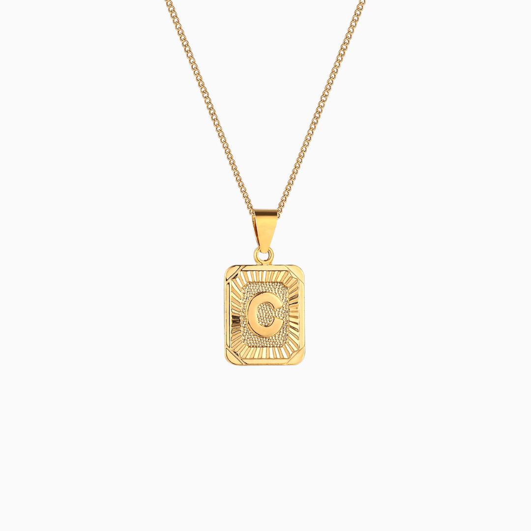 Amazon.com: Tiny Initial Necklace, Gold Square Tag Necklace, Personalized  Small Letter Necklace, Silver or Rose Gold Monogram Square Shaped Necklace  : Handmade Products
